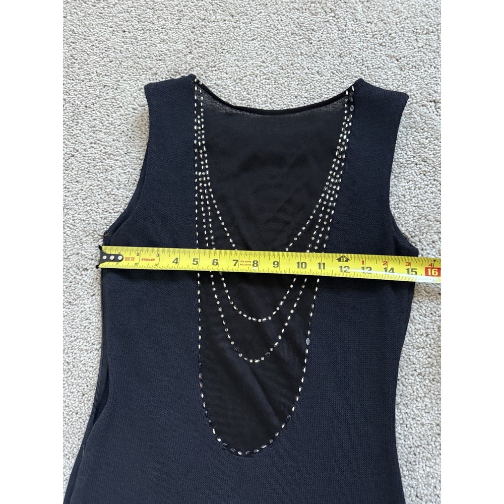 st john evening dress size‎ 4 Black Maxi Rhinestones Sleeveless Gown Black Tie - Picture 6 of 7